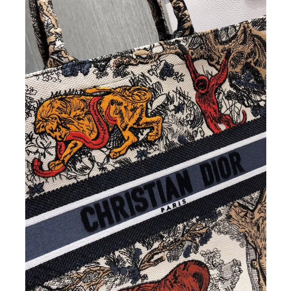 Christian Dior Toile De Jouy Book Tote White Multicolor Cream