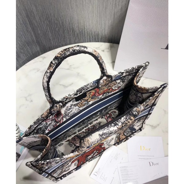 Christian Dior Toile De Jouy Book Tote White Multicolor Cream
