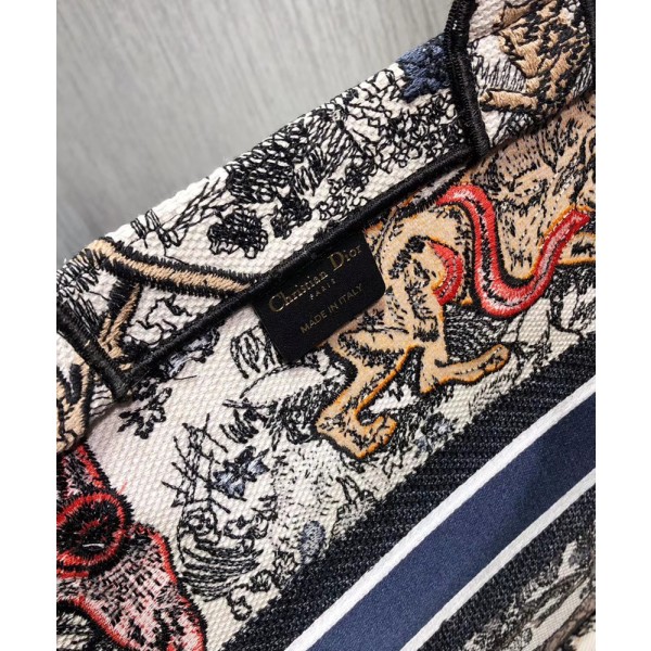 Christian Dior Toile De Jouy Book Tote White Multicolor Cream
