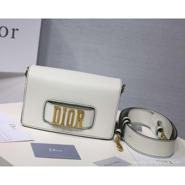 DIOR DIO(R)EVOLUTION FLAP BAG WHITE/GOLD