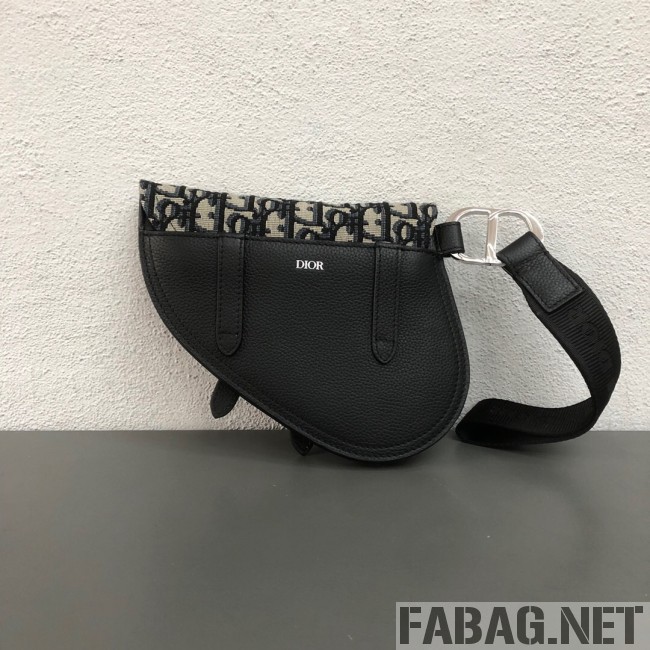 Dior Saddle Clutch in Blue Oblique Jacquard Canvas and Black Leather  (WEIP-9032721 )
