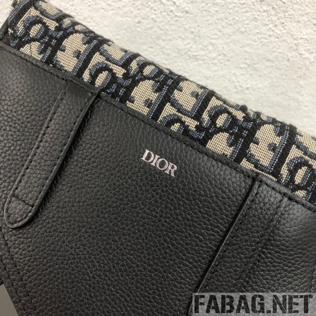 Dior Saddle Clutch in Blue Oblique Jacquard Canvas and Black Leather  (WEIP-9032721 )