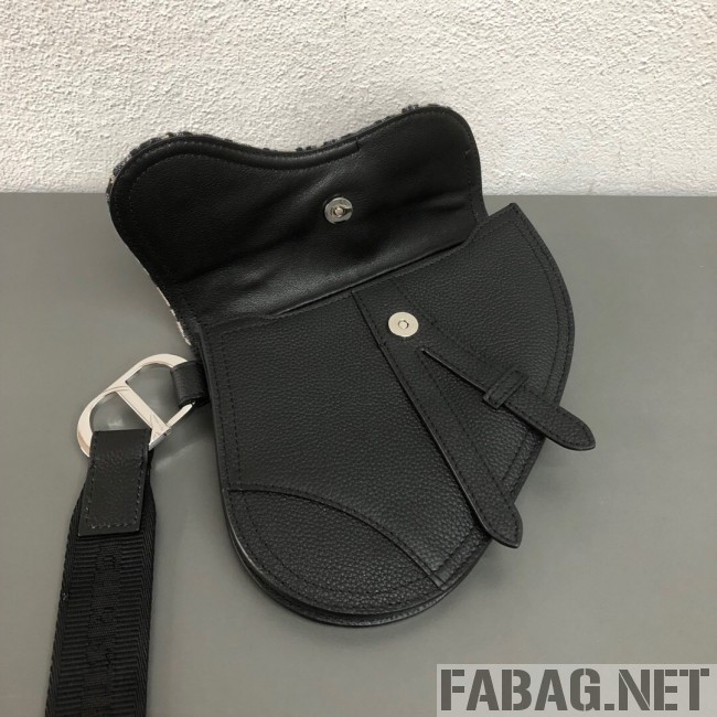 Dior Saddle Clutch in Blue Oblique Jacquard Canvas and Black Leather  (WEIP-9032721 )