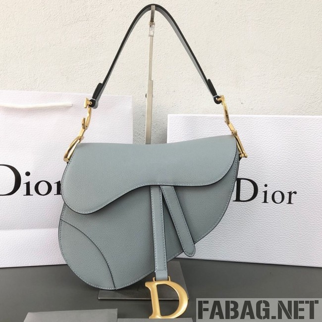 Dior Saddle Bag in Grained Leather Light Blue 2019 (WEIP-9031616 )