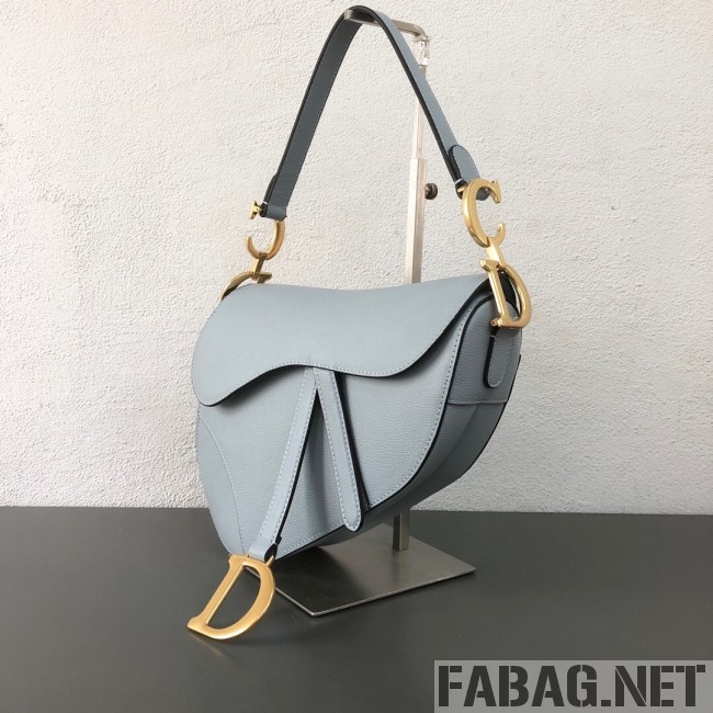 Dior Saddle Bag in Grained Leather Light Blue 2019 (WEIP-9031616 )