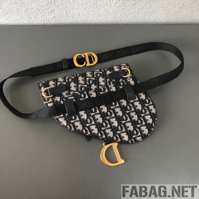 Dior CD Oblique Canvas Saddle Belt Bag Blue 2019 (WEIP-9031614 )