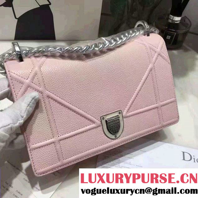 Dior Diorama Flap Bag Pale Pink Grained Calfskin 2015