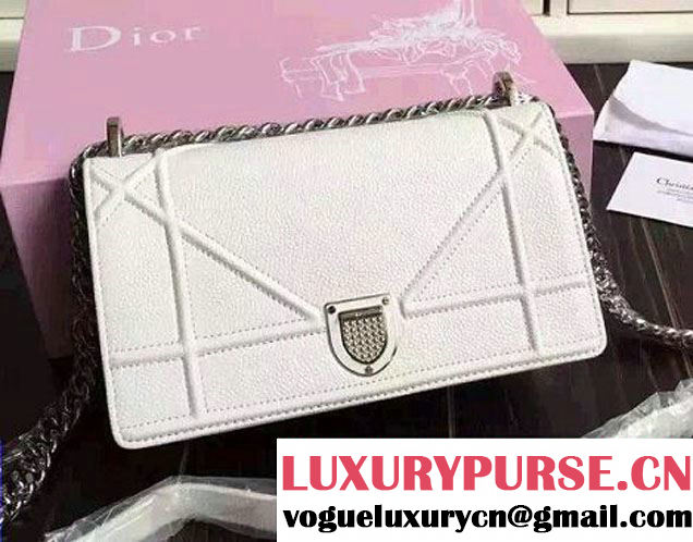 Dior Diorama Flap Bag Grained White 2015