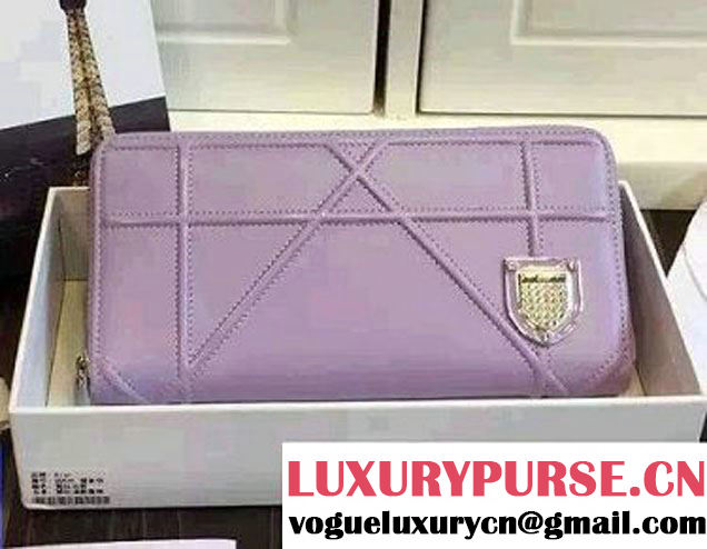 Dior Calfskin Diorama Explorateur Wallet Lavender 2015