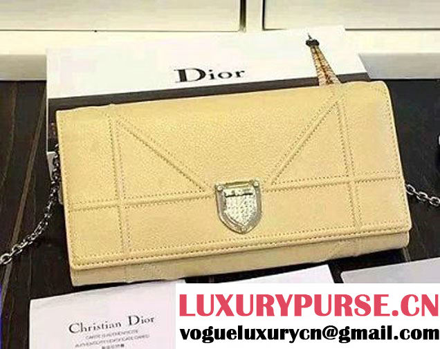 Dior Lambskin Diorama Croisiere Chain Wallet Bag Grained Apricot 2015