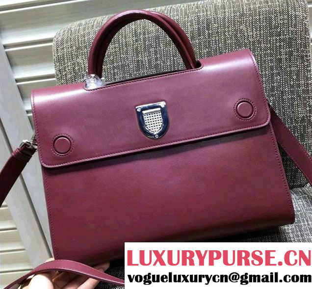 Dior Calfskin Leather Diorever Tote Bag Burgundy 2016