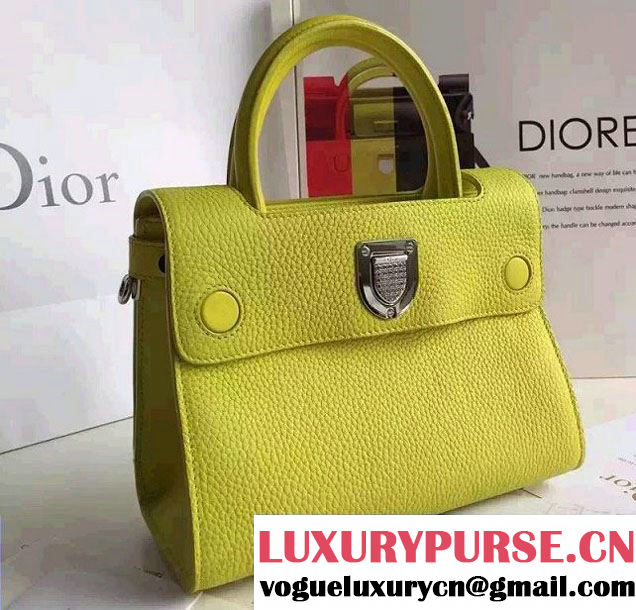 Dior Grained Bullcalf Leather Diorever Mini Tote Bag Lemon Yellow 2016