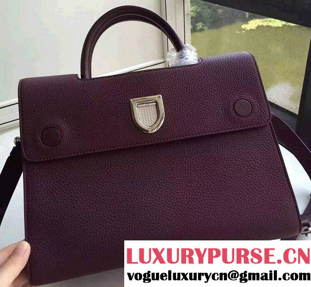 Dior Grained Bullcalf Leather Diorever Tote Bag Dark Purple 2016