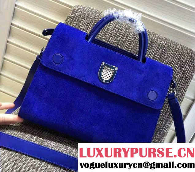 Dior Suede Calfskin Leather Diorever Tote Bag Blue 2016