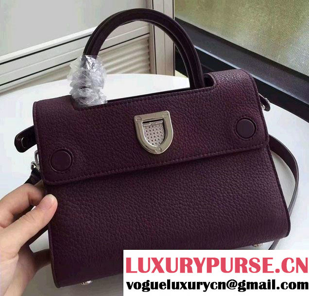 Dior Grained Bullcalf Leather Diorever Mini Tote Bag Dark Purple 2016