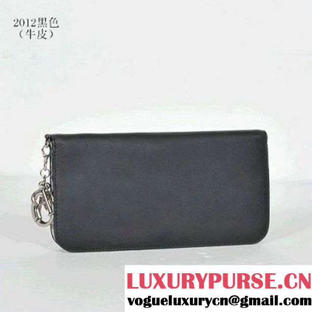 DIORISSIMO Long Leather Wallet Black