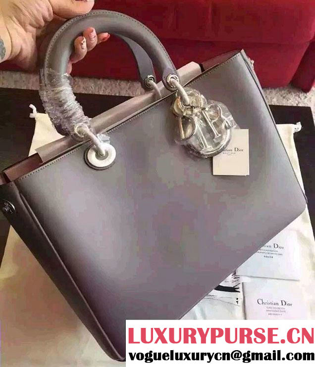 Dior Medium Diorissimo Bag in Smooth Calfskin Leather Gray