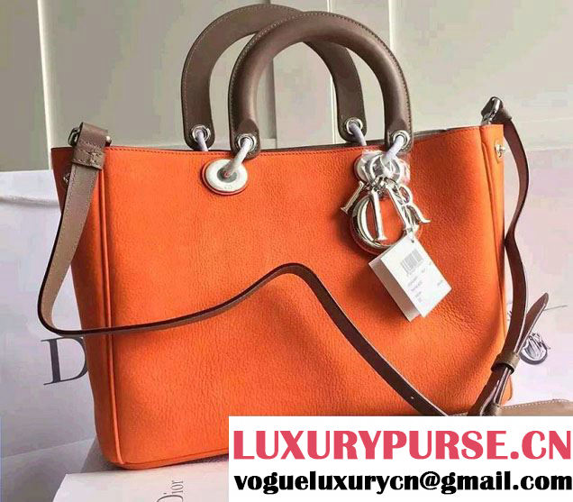 Dior Medium Diorissimo Bag in Grained Leather Orange/Camel