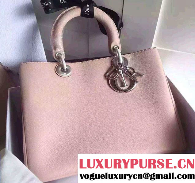 Dior Medium Diorissimo Bag in Grained Leather Pink/Silver