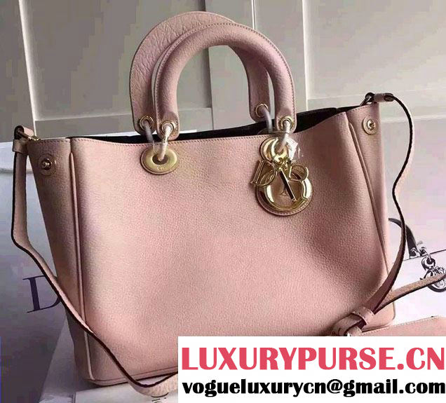 Dior Medium Diorissimo Bag in Grained Leather Pink/Gold