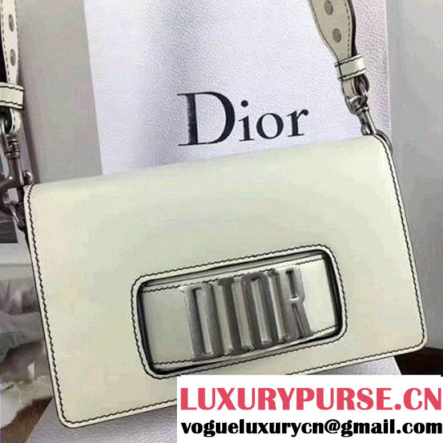 Dior Flap Bag With Slot Handclasp In White Calfskin 2017 (1C065-7041119 )