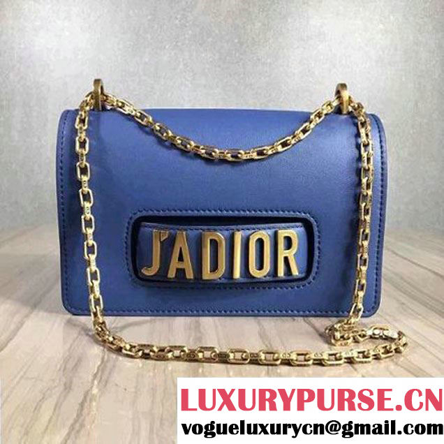 Dior J'ADIOR Flap Bag With Chain In Blue Calfskin 2017 (1C065-7060720 )