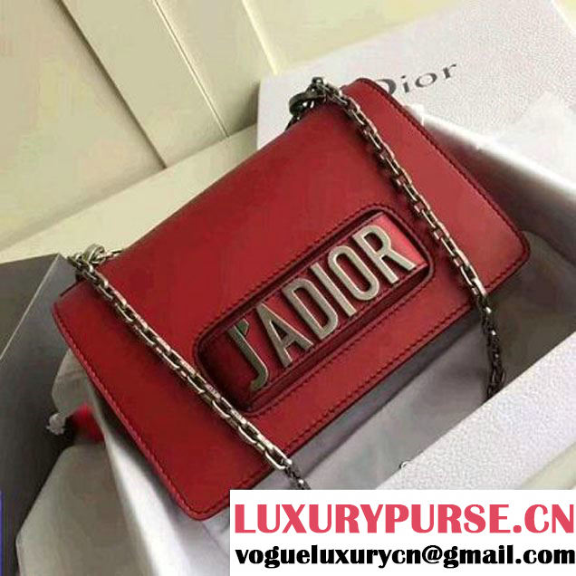 Dior J'ADIOR Flap Bag With Chain In Red Calfskin 2017(Silver-tone Metal) (XXG-7060722 )