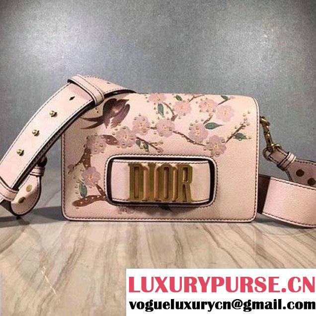 Dior Dio(r)evolution Flap Bag With Slot Handclasp In Pink Studded and Painted Flowers Calfskin 2017 (2A055-7060730 )