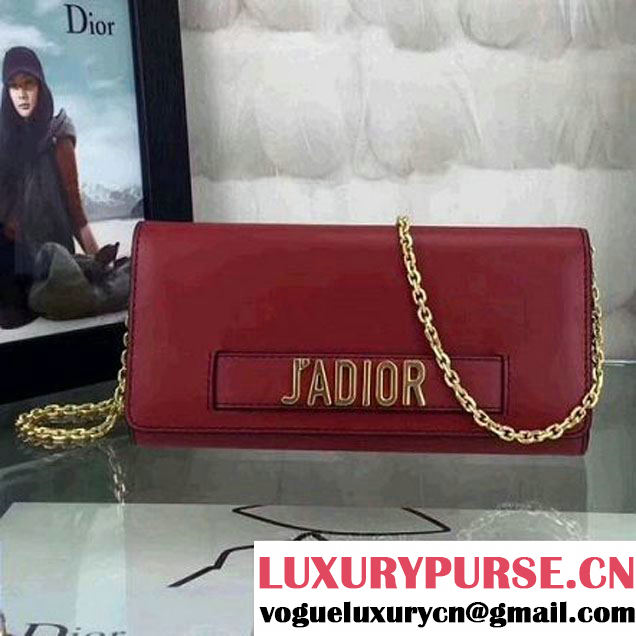 Dior J'adior Croisière Wallet With Slot Handclasp in Smooth Calfskin Red 2017 (BES-7091431 )