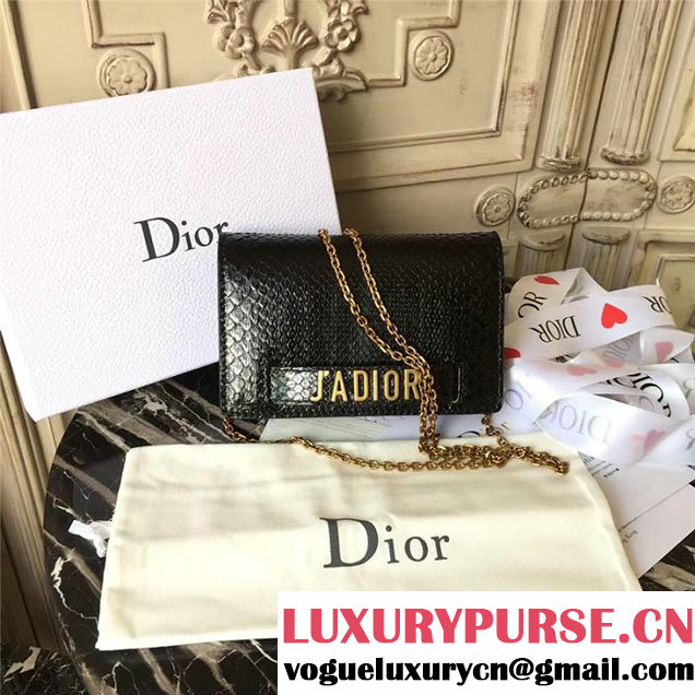 Christian Dior J'adior WOC Bag 20cm Gold Hardware Python Skin Leather Fall Winter 2017 Collection Black