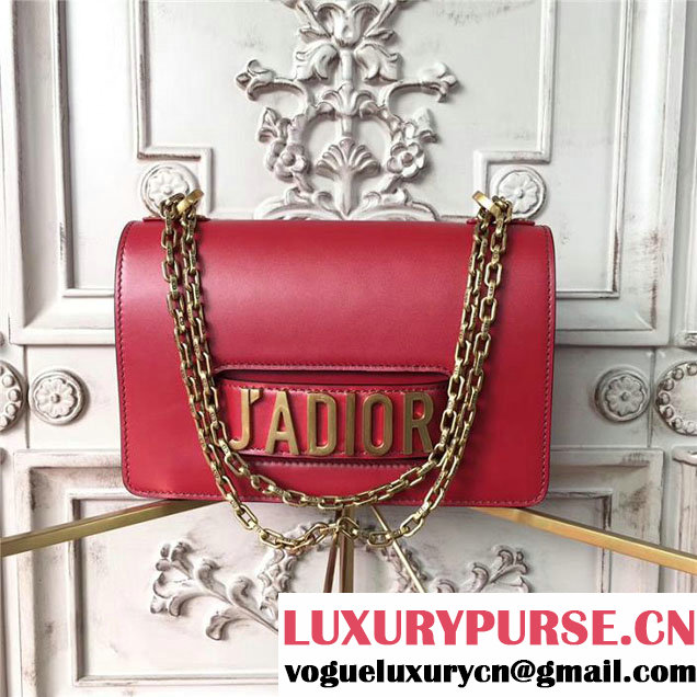 Christian Dior J'adior Flap 25cm Shoulder Bag with Chain Gold Hardware Calfskin Leather Spring Summer 2017 Collection Red