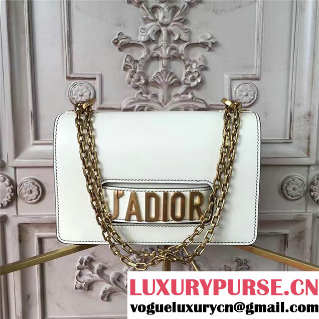 Christian Dior J'adior Flap 25cm Shoulder Bag with Chain Gold Hardware Calfskin Leather Spring Summer 2017 Collection White