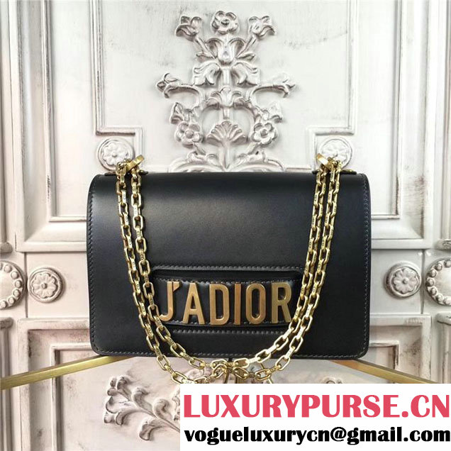 Christian Dior J'adior Flap 25cm Shoulder Bag with Chain Gold Hardware Calfskin Leather Spring Summer 2017 Collection Black