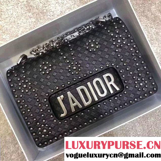 Dior J'ADIOR Flap Bag In Studded Calfskin Black 2018 (1C065-8010622 )