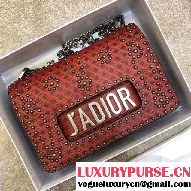 Dior J'ADIOR Flap Bag In Studded Calfskin Red 2018 (1C065-8010621 )