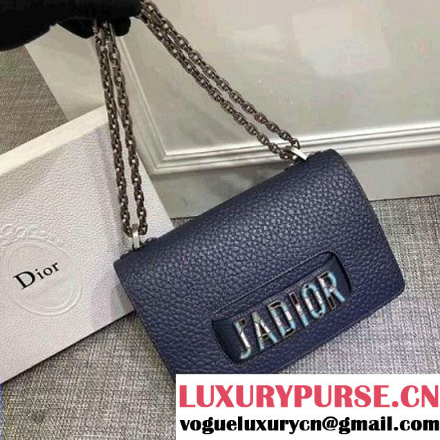 Dior J'adior Flap Bag with Chain in Grained Calfskin Blue 2018 (1C065-8030617 )