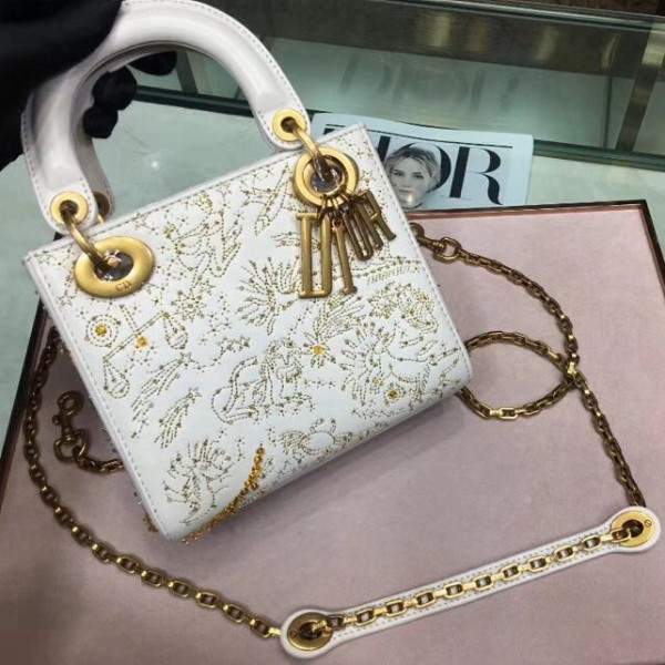 Dior Mini Lady Dior Bag in Constellation Threads Embroidered Calfskin White 2018 Collection