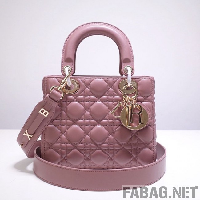 Dior Lady Dior Bag 20cm in Cannage Lambskin Dark Pink 2019 (BFS-9032639 )