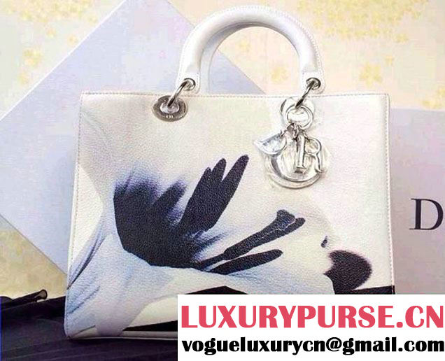 Dior Floral Printed Lady Dior Medium Bag