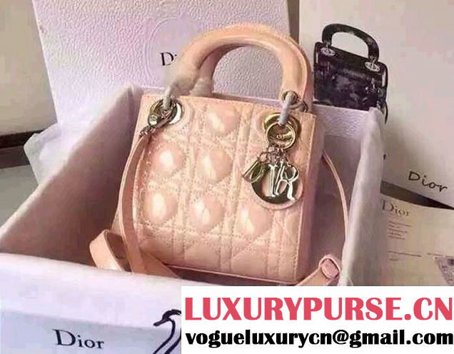 Lady Dior Small Bag with Adjustable Strap in Patent Leather Indipink 2015