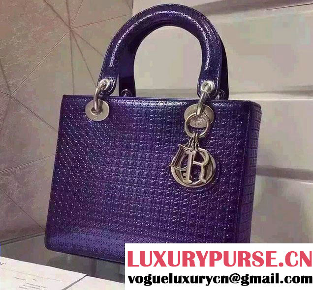 Lady Dior Bag in Perforated Metallic Calfskin Blue 2015