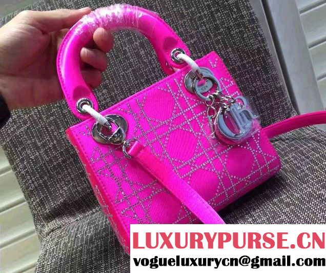 Lady Dior Mini/Small Bag with Crystal Embellishments Fuchsia 2017