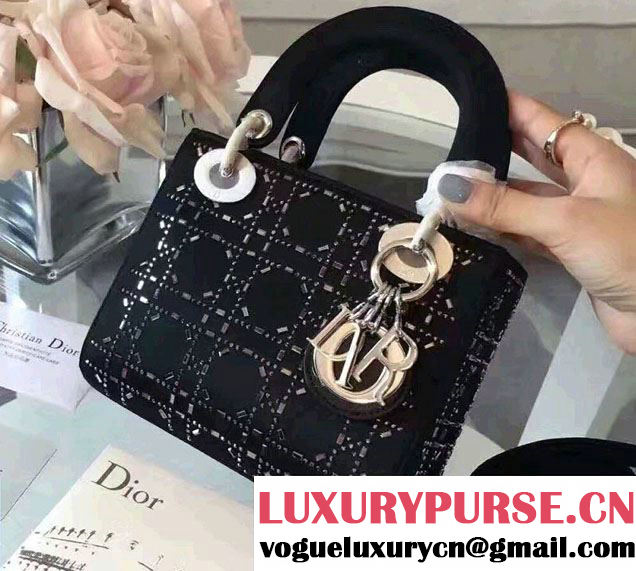 Lady Dior Mini/Small Bag with Crystal Embellishments Black 03 2017