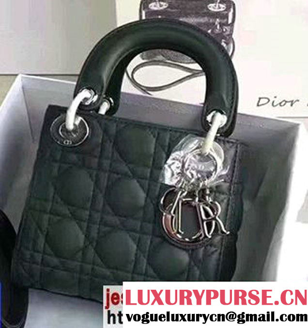 Lady Dior Mini/Small Bag In Lambskin Dark Green 2017