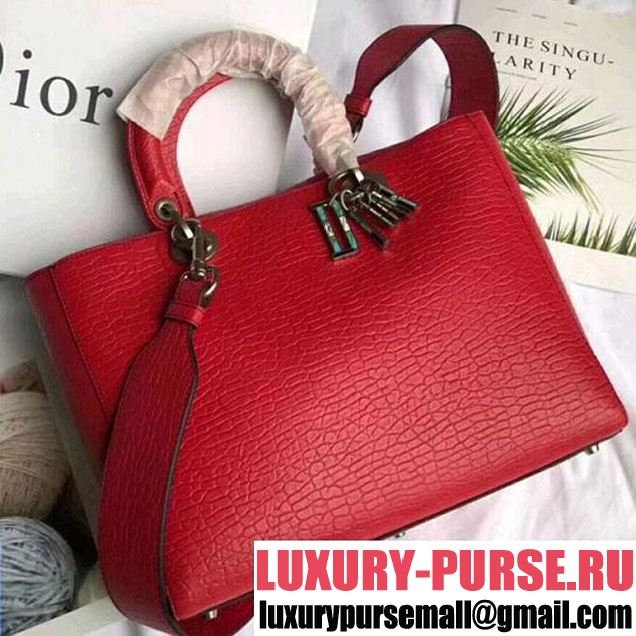 Dior Large Lady Dior Bag in Canyon Grained Lambskin Red 2018 (1C065-8010625 )