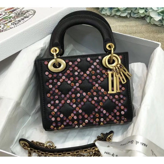 Christian Dior Lady Dior Multi-coloured Murrines Studded Mini/Small Bag 2018