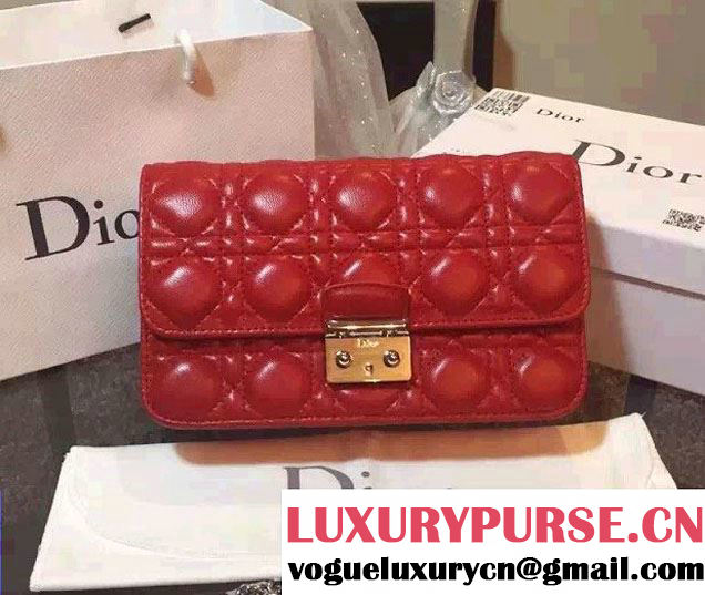 Miss Dior Lambskin Promenade Pouch Bag Red 2015