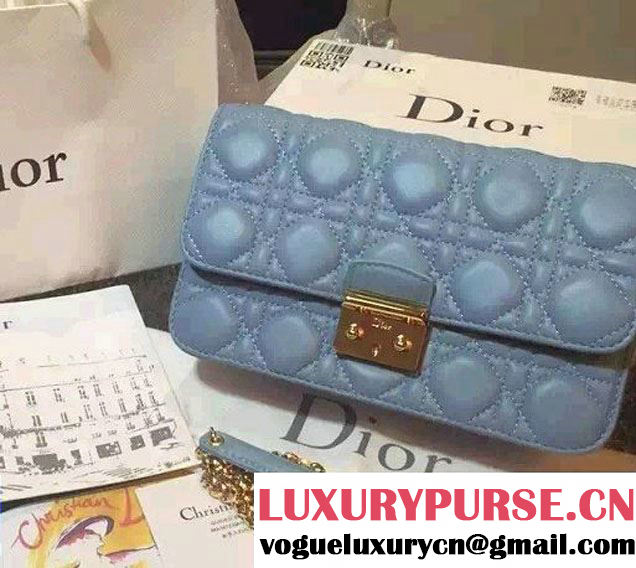 Miss Dior Lambskin Promenade Pouch Bag Baby Blue 2015