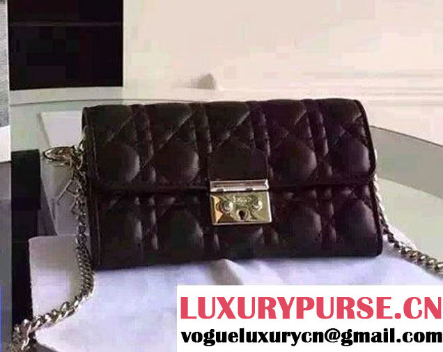 Miss Dior Lambskin Leather Rendez-Vous Chain Wallet Black 2016