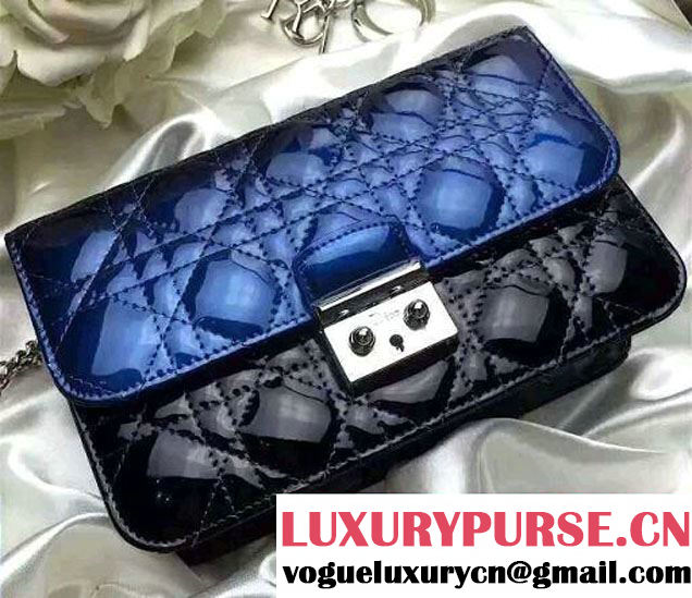 Miss Dior Patent Leather Promenade Pouch Bag Black/Blue